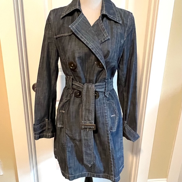 Forth & Towne Denim Trench Coat mid length - Picture 1 of 4